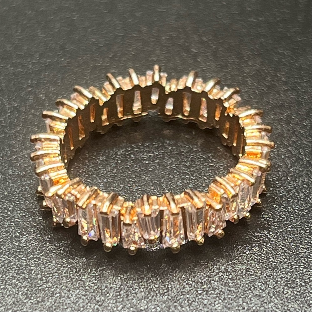 Rose Gold Tone Baguette Crystal Eternity Band Ring. Size 10. Very pretty ring.